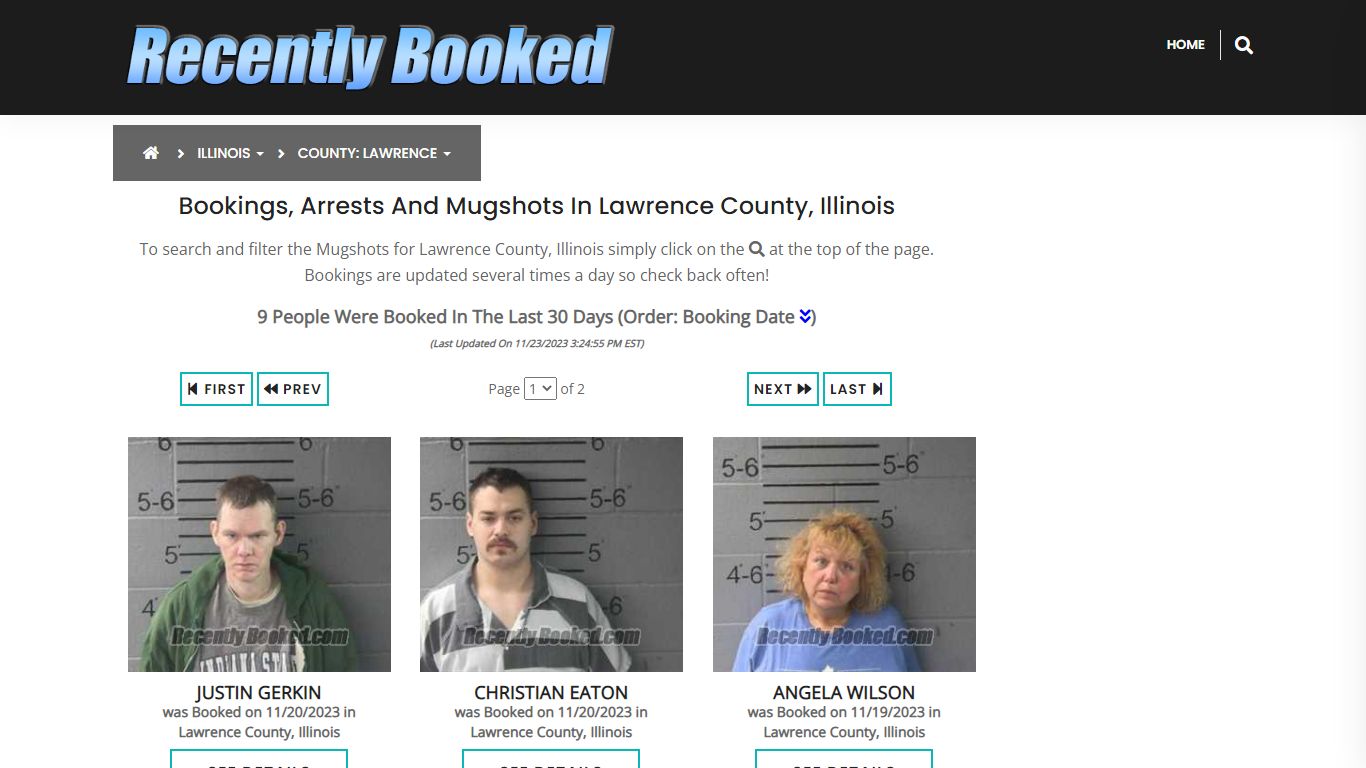 Recent bookings, Arrests, Mugshots in Lawrence County, Illinois